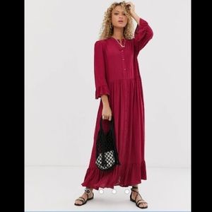 ASOS button through tiered maxi dress - size 12